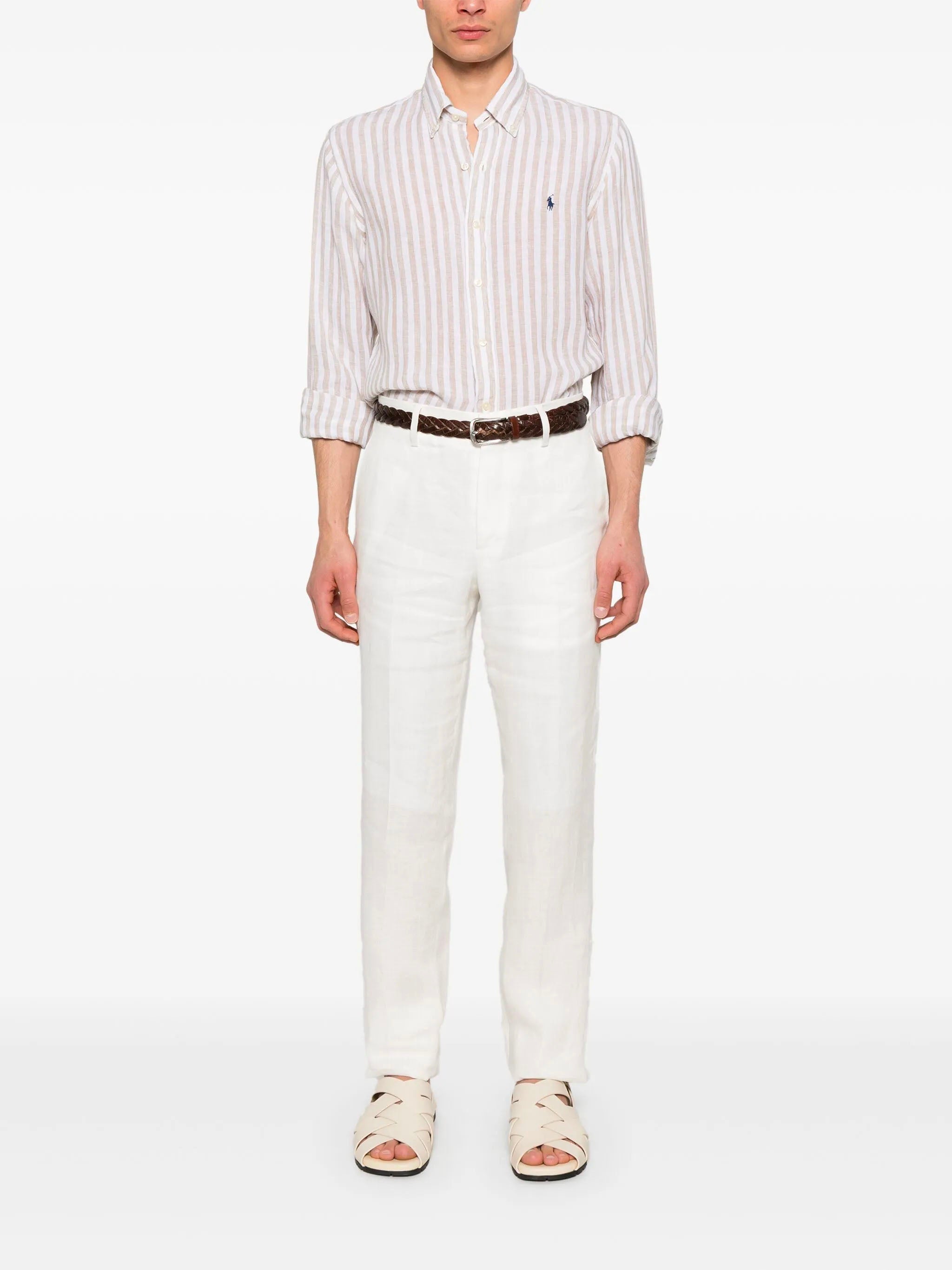 Skräddarsydd randig linneskjorta