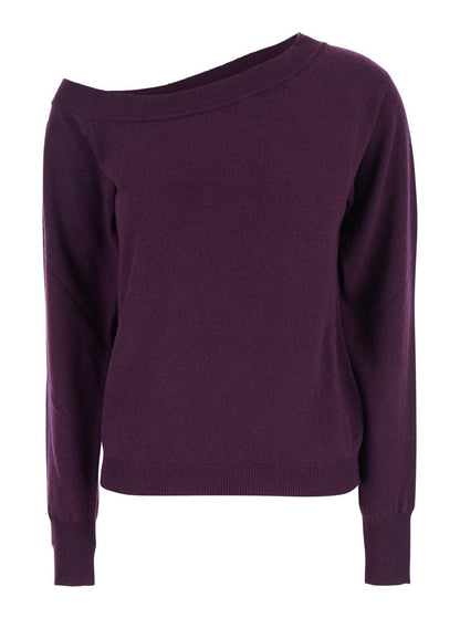 Maglia Scollata Misto Cashmere Con Collo Staccato