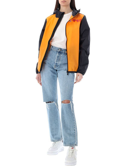 Comme Des Garçons Play Bicolor Vattentät Jacka med Dragkedja och Huva