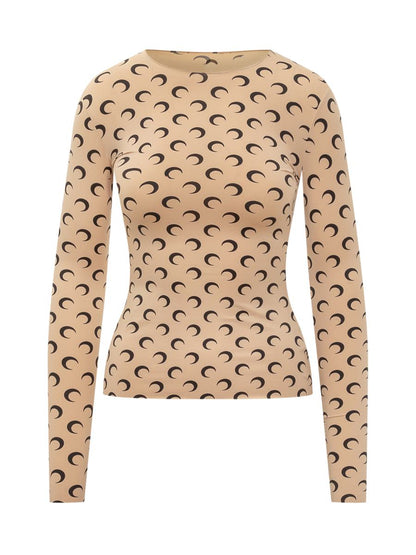 Marine Serre Beige Figursydd Topp Med Månmönster Från Marine Serre
