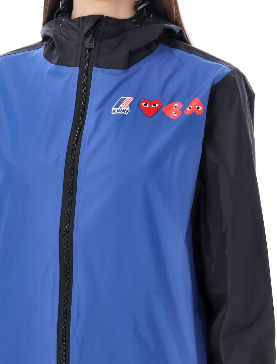 Comme Des Garçons Play Bicolor Vattentät Jacka med Dragkedja och Huva