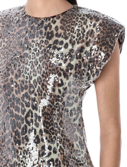 Ganni Leopardmönstrad Paljettopp