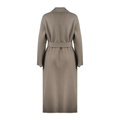 Max Mara Grå Ull Draperad Midikappa