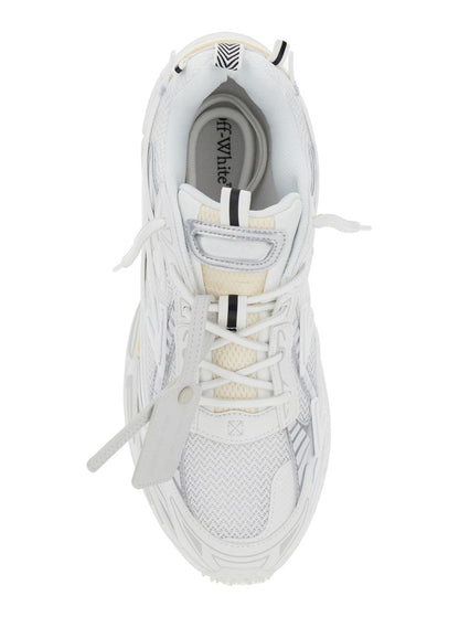 'Ow Be Right' Vita Låga Sneakers Med Dragkedja I Mesh Och Läder Herr