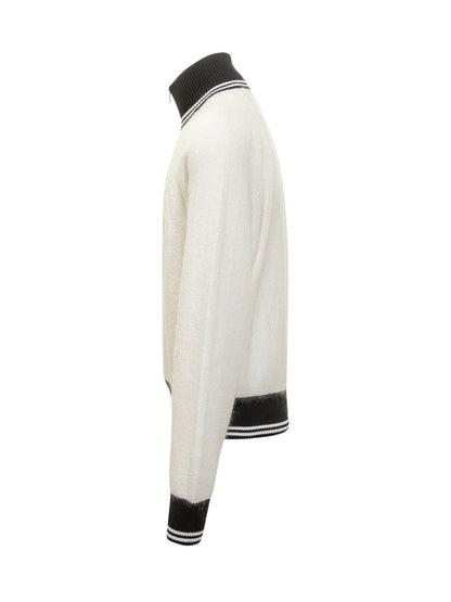 Jil Sander Jil Sander tvåfärgad stickad jacka med dragkedja
