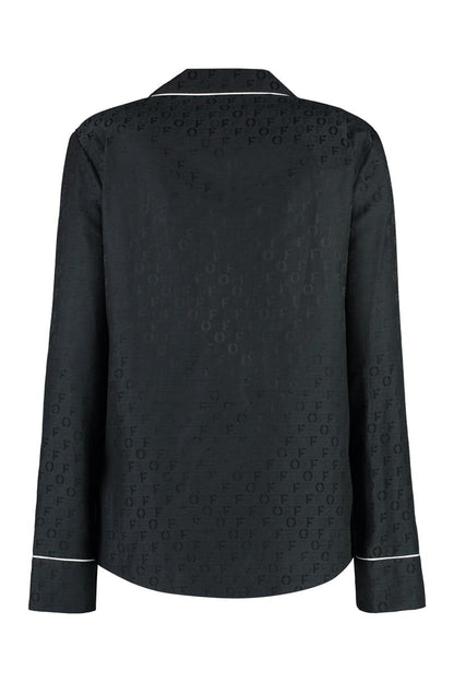 Off-white pyjamasskjorta i sidenblandning