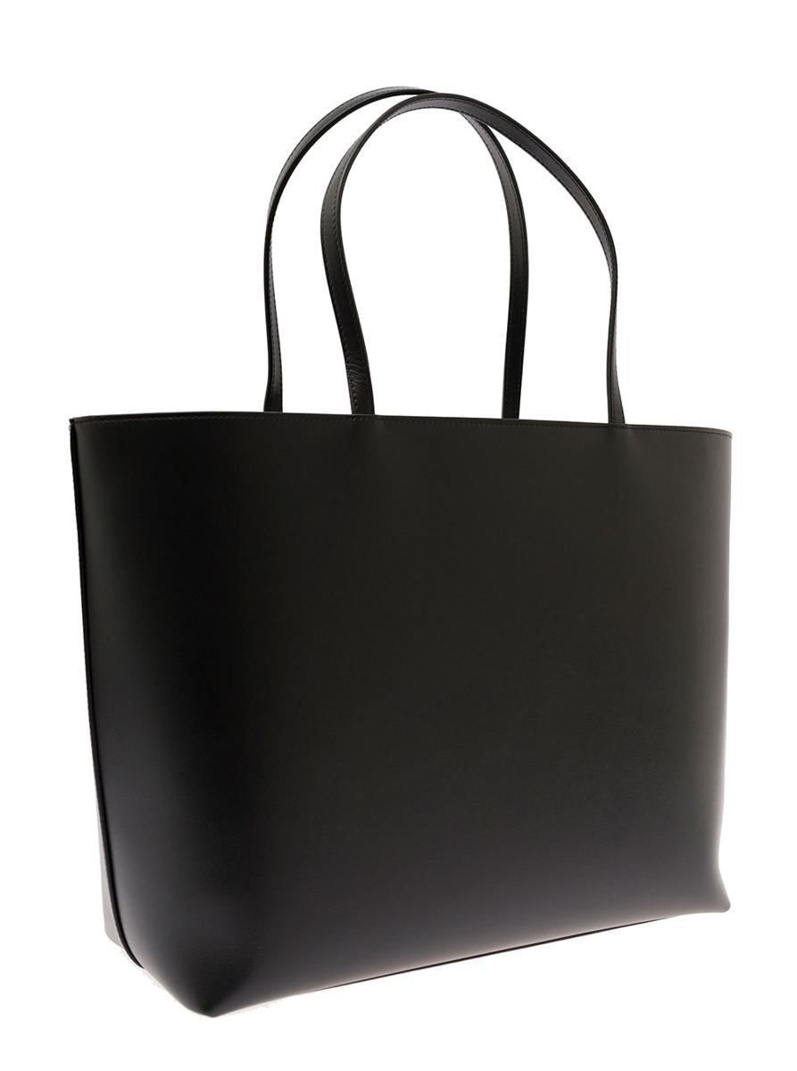 'Dg Logo' svart mellanstor shopper i läder för kvinnor