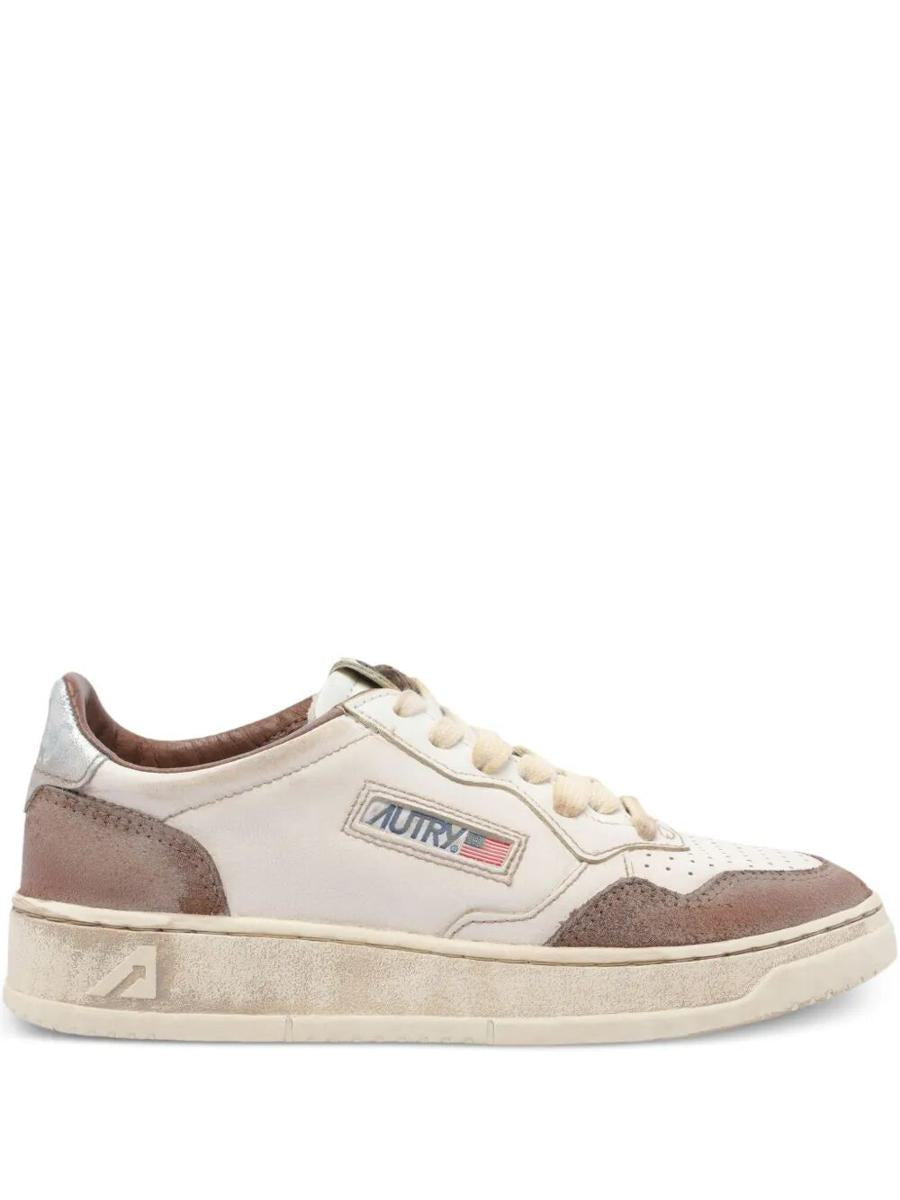 Autry Super Vintage Låga Sneakers I Brunt Och Silverfärgade Skor