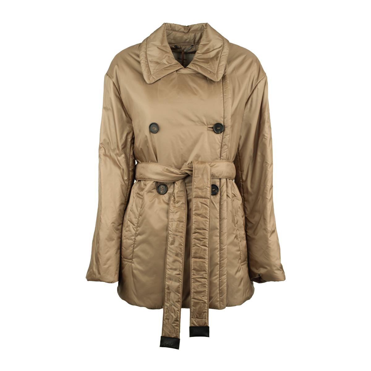 Max Mara Glansig Vadderad Dubbelknäppt Trenchcoat