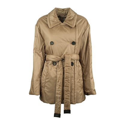 Max Mara Glansig Vadderad Dubbelknäppt Trenchcoat