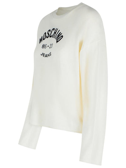 Moschino Jeans Elfenbensvit Virgin Ulltröja