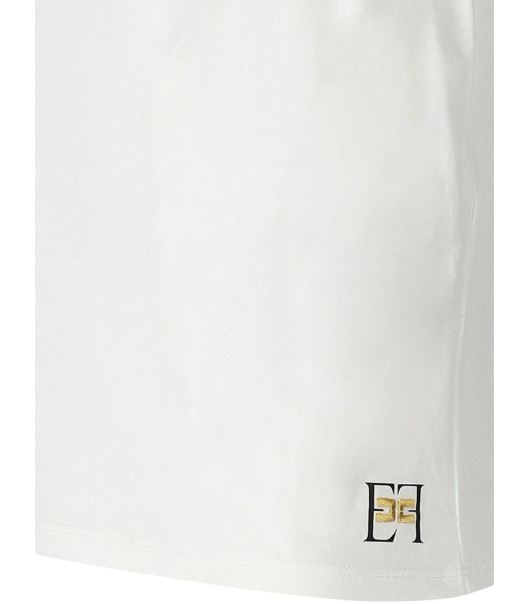 Elisabetta Franchi Vit T-shirt Med Brosch