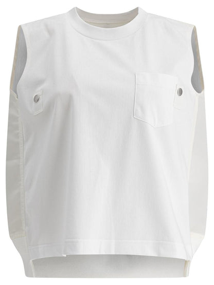 Sacai linne i bomullsjersey och nylontwill