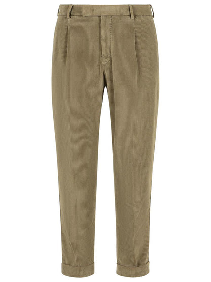 Pt Torino Beige Byxor i Bomullsblandning