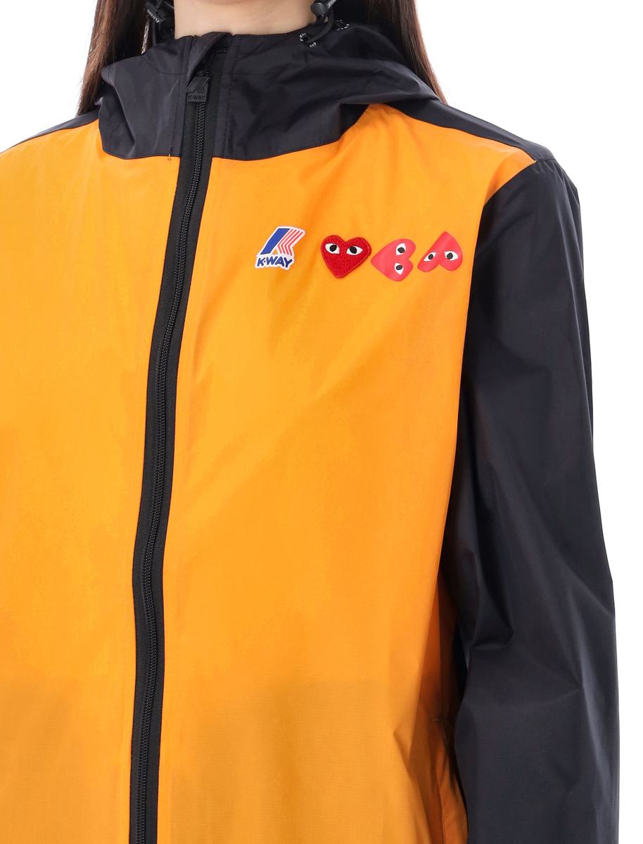 Comme Des Garçons Play Bicolor Vattentät Jacka med Dragkedja och Huva