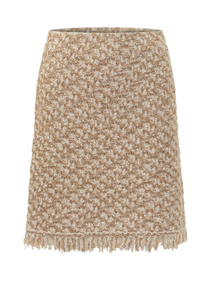 Fabiana Filippi Beige Bouclé minikjol med fransar av Fabiana Filippi
