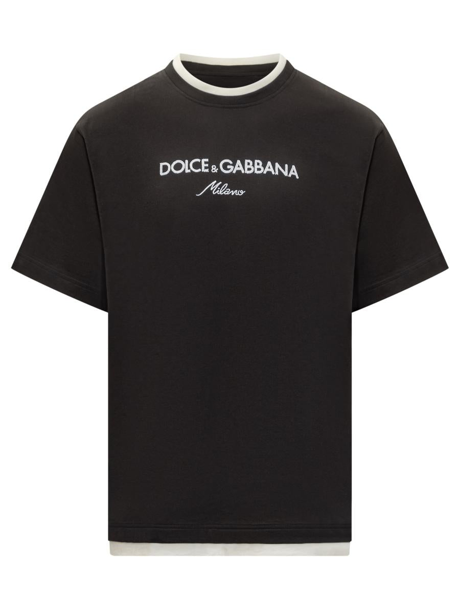 Dolce &amp; Gabbana Dolce &amp; Gabbana Herr Svart Logotyp Broderad T-shirt