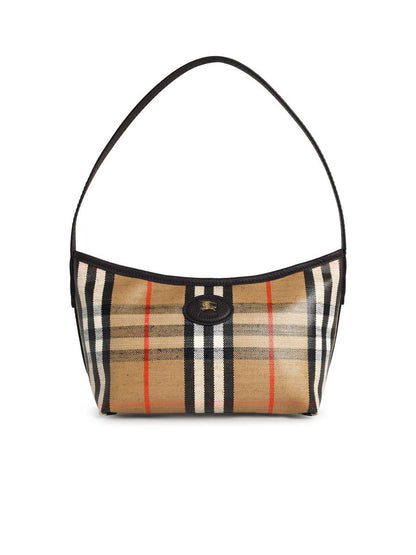 Burberry 'Highlands' mini-axelväska i sandfärgad bomullsblandning