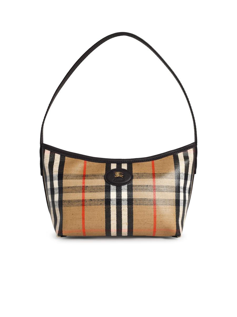 Burberry 'Highlands' mini-axelväska i sandfärgad bomullsblandning