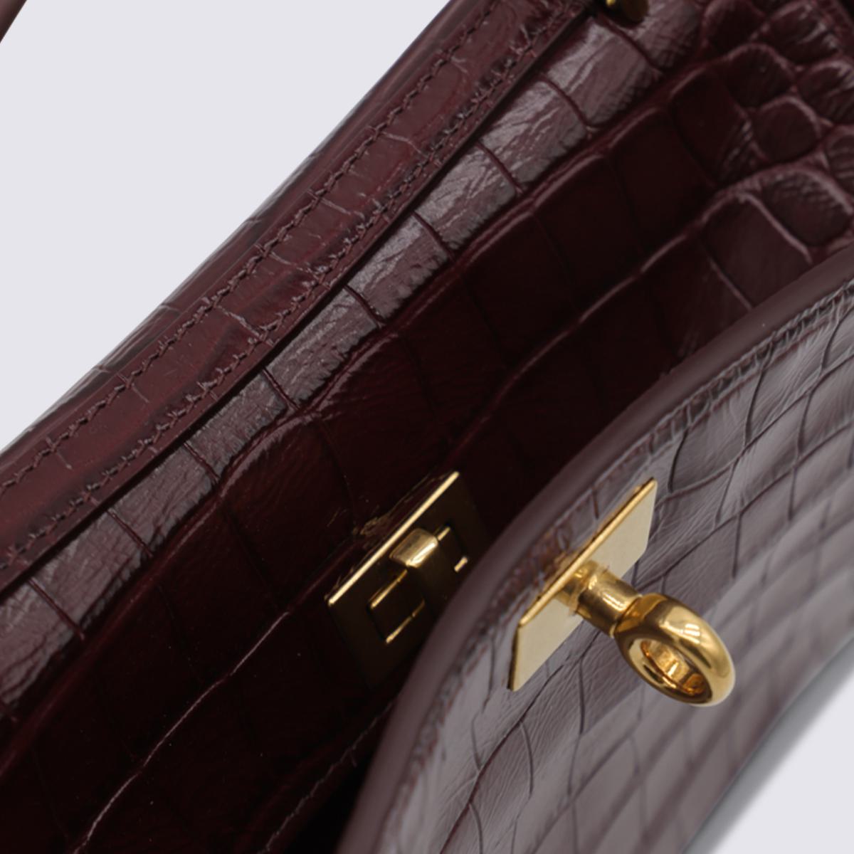 Balenciaga mörkröd läder Rodeo miniväska med topphandtag