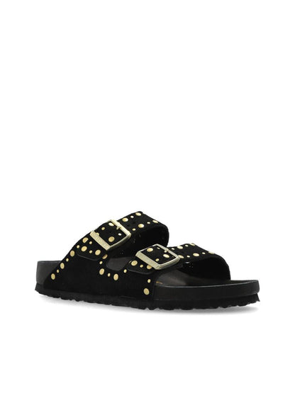 Birkenstock 'Florida' svarta lädertofflor