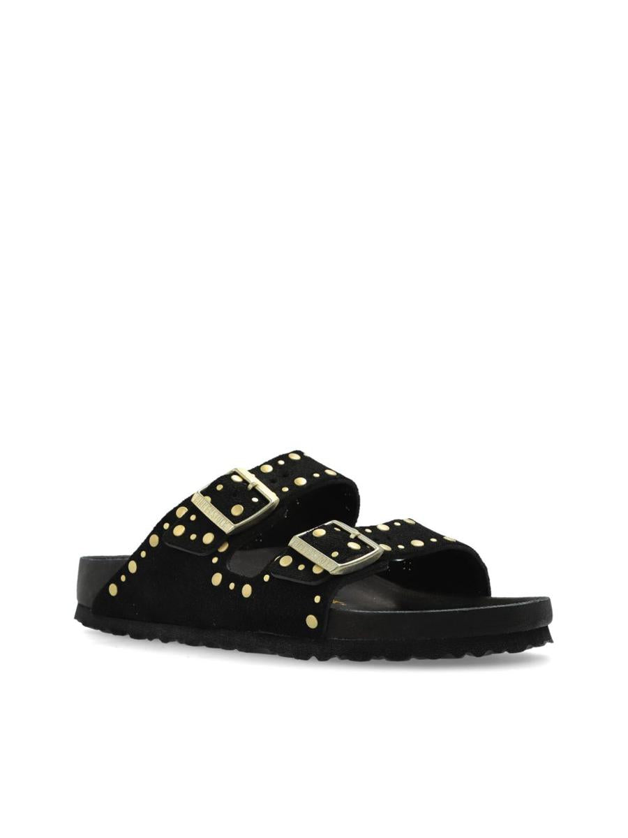 Birkenstock 'Florida' svarta lädertofflor