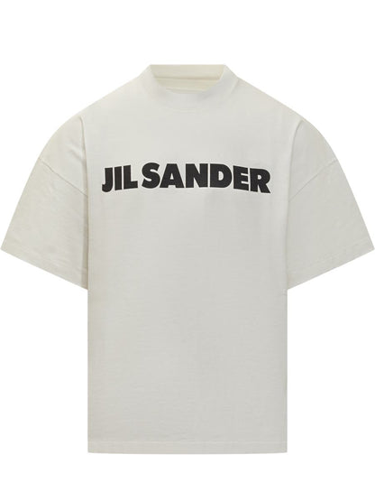Jil Sander Vit Jil Sander T-shirt Med Svart Logotyp