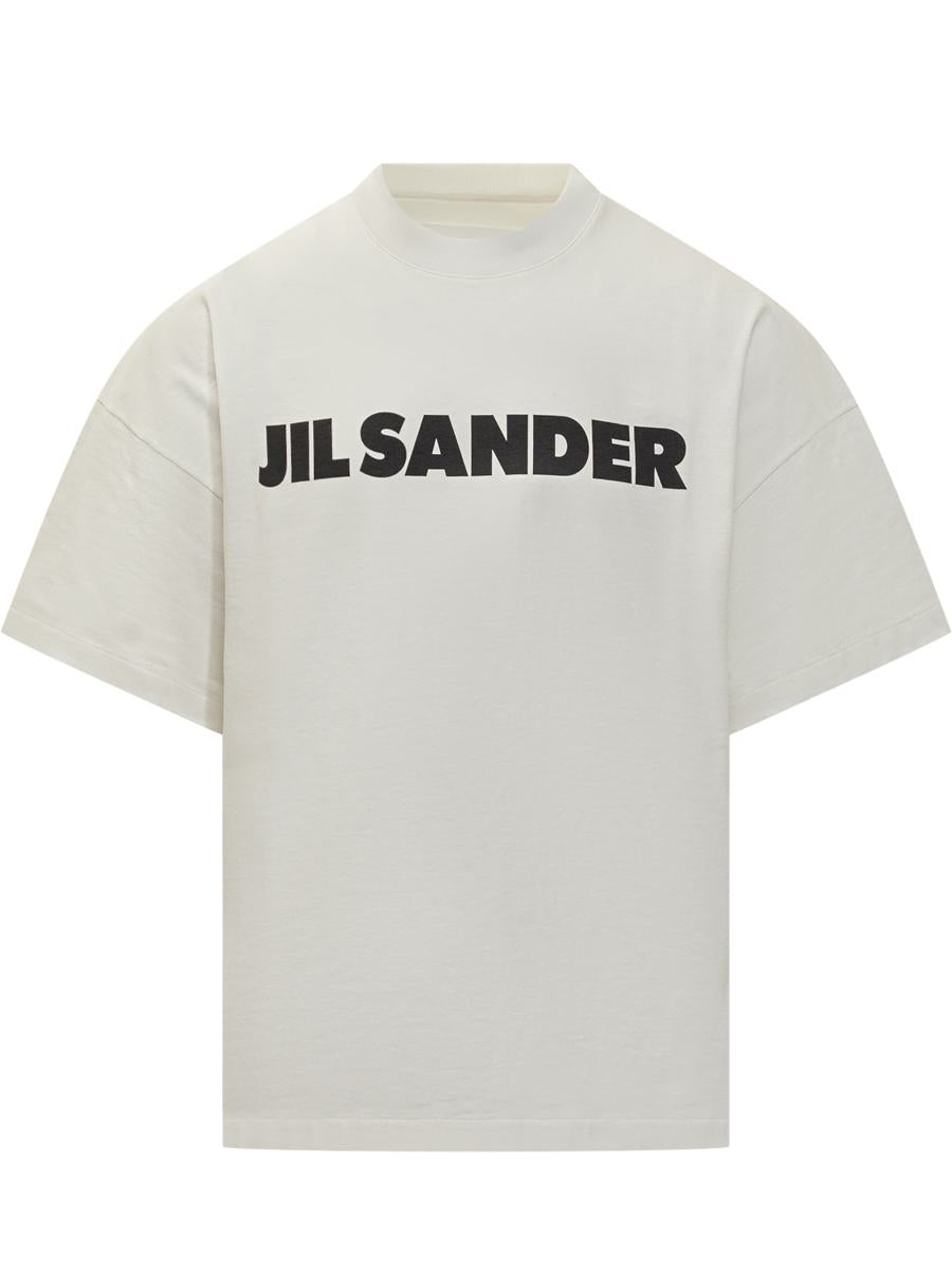 Jil Sander Vit Jil Sander T-shirt Med Svart Logotyp