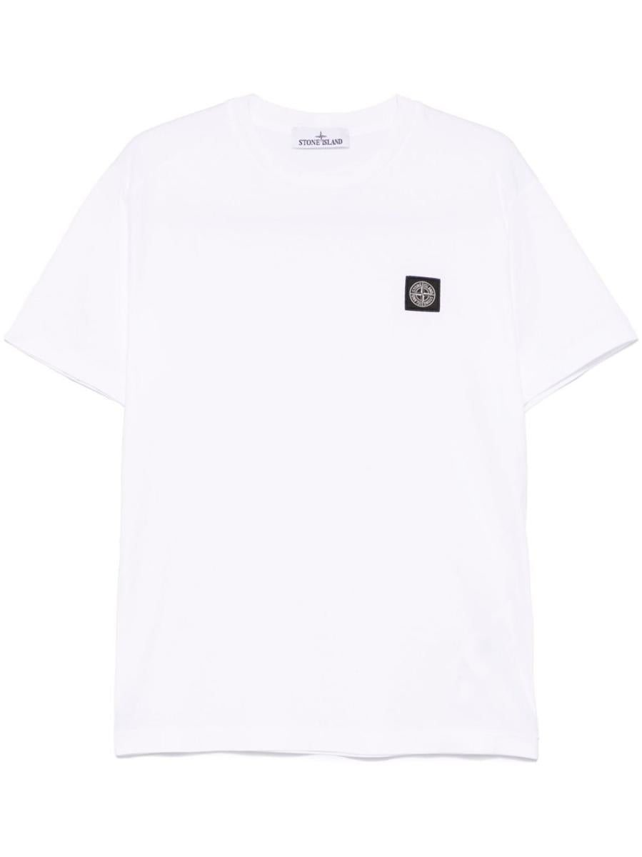 Stone Island – T-shirt med slits i bomullsjersey och logotypmärke