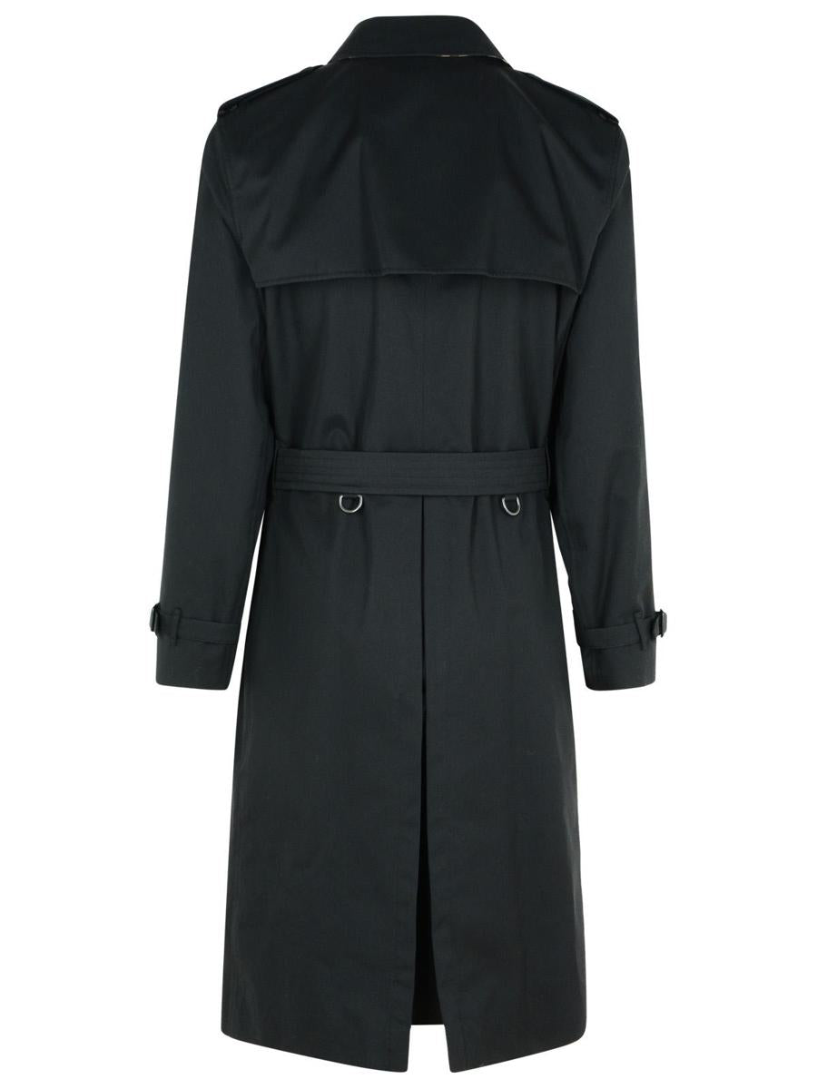 Burberry lång svart bomulls 'Kensington' trenchcoat