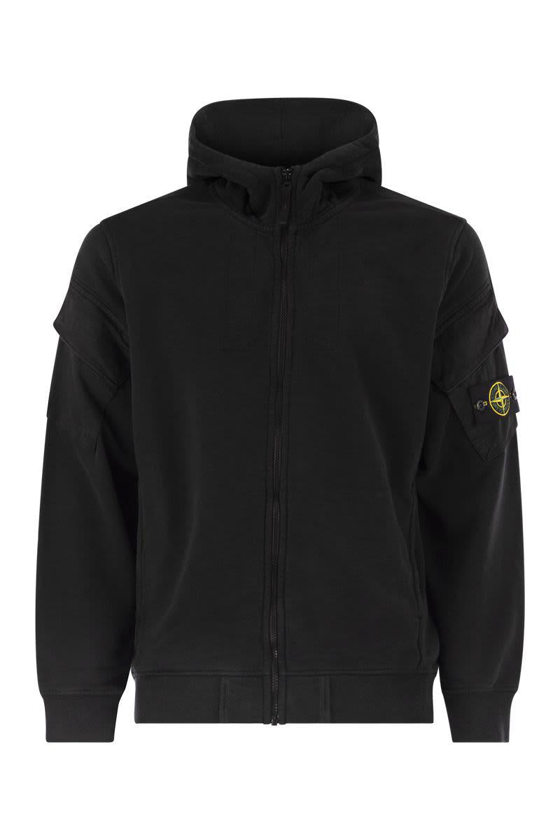 Stone Island Hoodie med dragkedja och ärmfickor