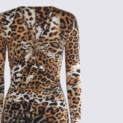 Roberto Cavalli Flerfärgad Midiklänning