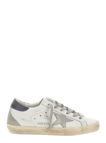 Vita låga sneakers med stjärnmärke i vintageläder för kvinnor