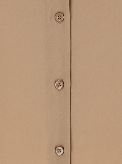 Beige skjorta med klassisk krage och knappstängning i sidenblandning för kvinnor