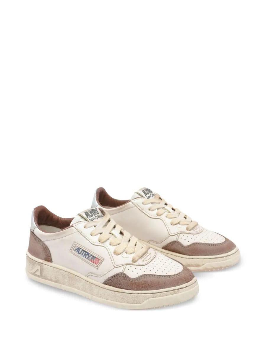 Autry Super Vintage Låga Sneakers I Brunt Och Silverfärgade Skor