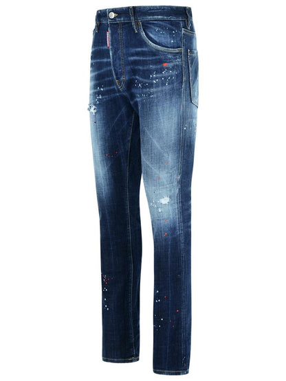 DSQUARED2 'Cool Guy' Mellanblå Tvättade Bomullsdenimjeans