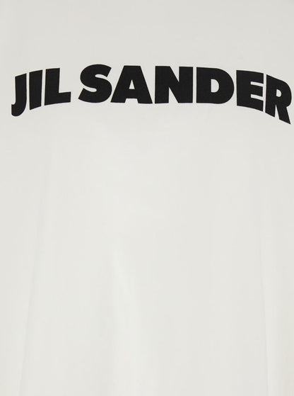 Vit rundhalsad t-shirt med logotyp framtill i bomull för kvinnor