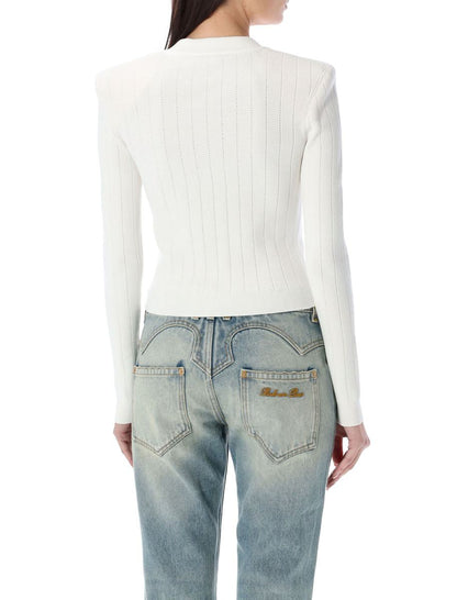 Balmain Stickad Kofta Med Guldknappar