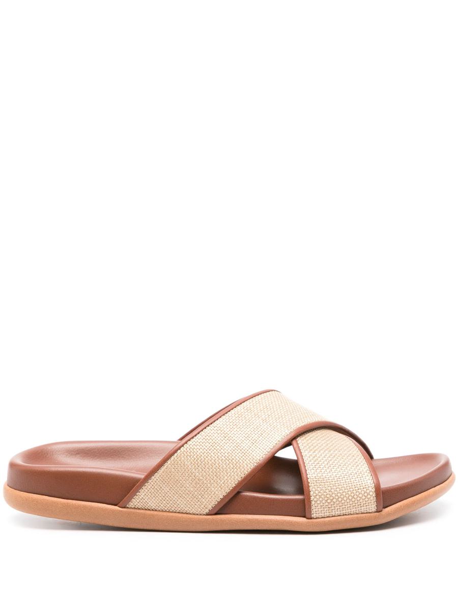 Antika grekiska sandaler med thailändsk fotbädd i nappa/raffia