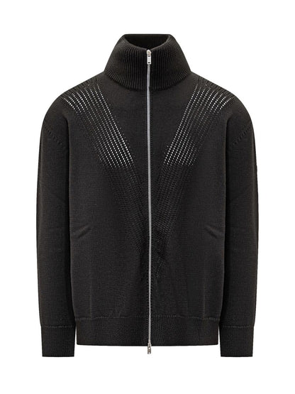 Jil Sander Svart Kofta I Teknisk Stickad Jil Sander