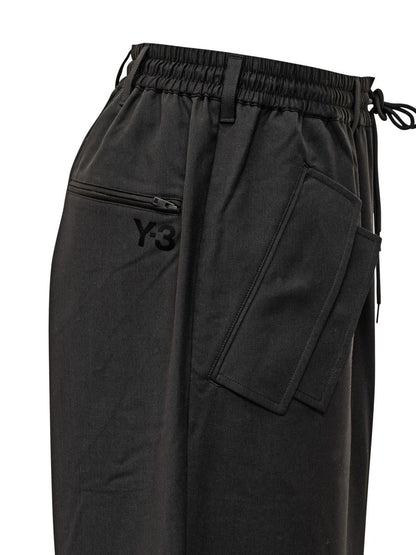 Y-3 Adidas Svarta Baggy Byxor Med Sidoband Y-3