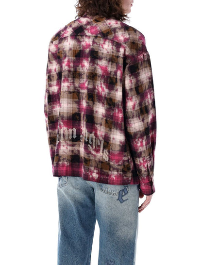 Palm Angels Rutig Skjorta med Böjd Logotyp