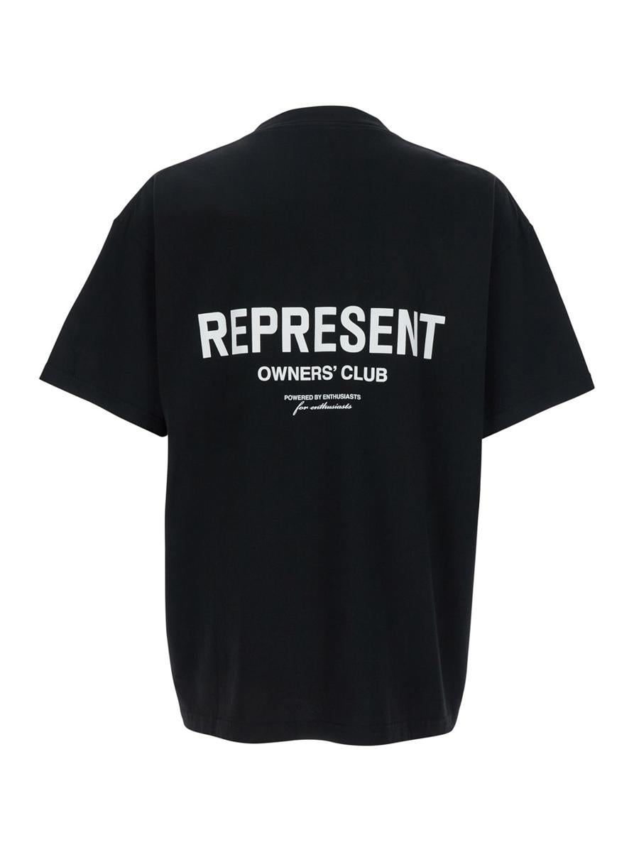 Svart t-shirt med logotyp framtill och maxi-logotyp baktill i bomullsmodell