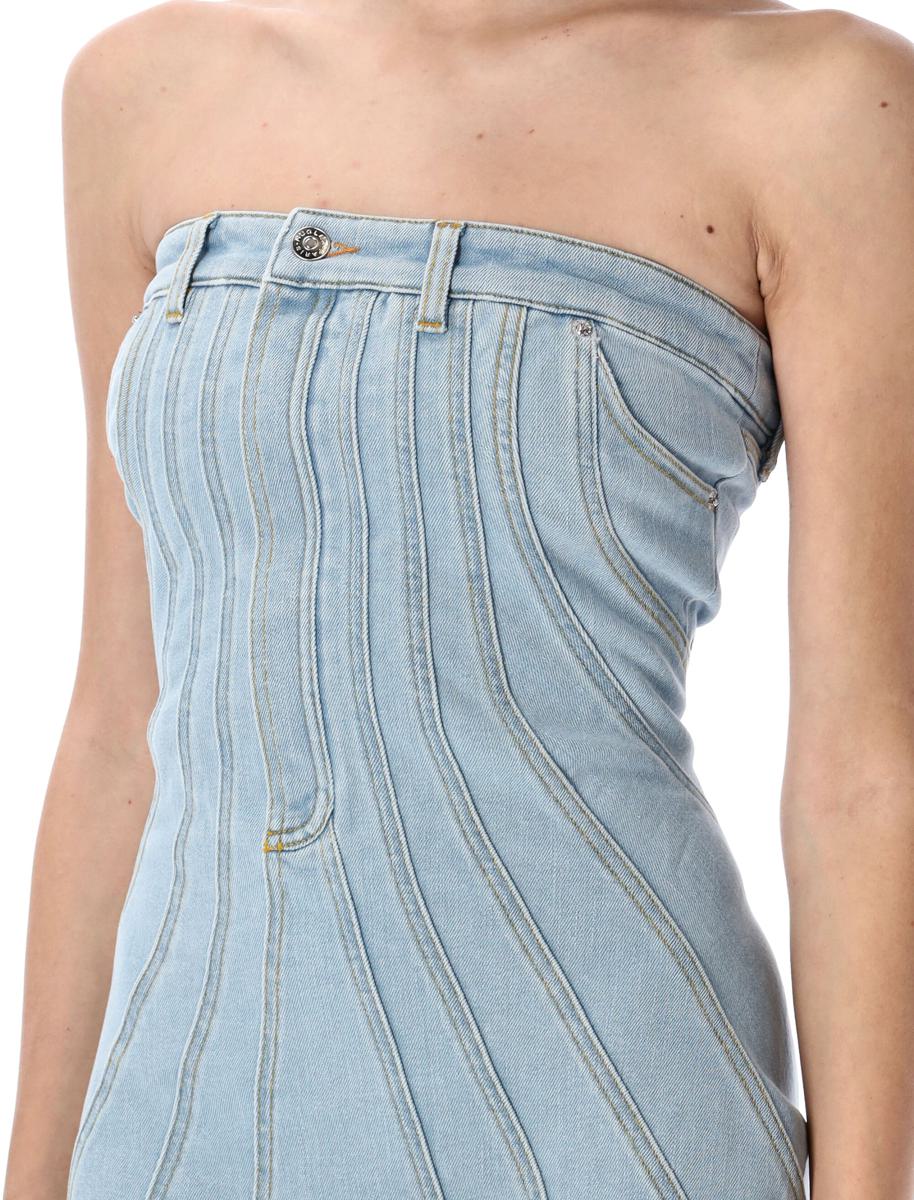 Mugler Spiral Denim Busterklänning