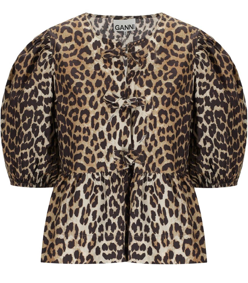 Ganni Peplum Djurmönstrad Blus