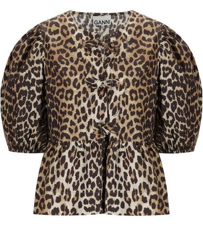 Ganni Peplum Djurmönstrad Blus