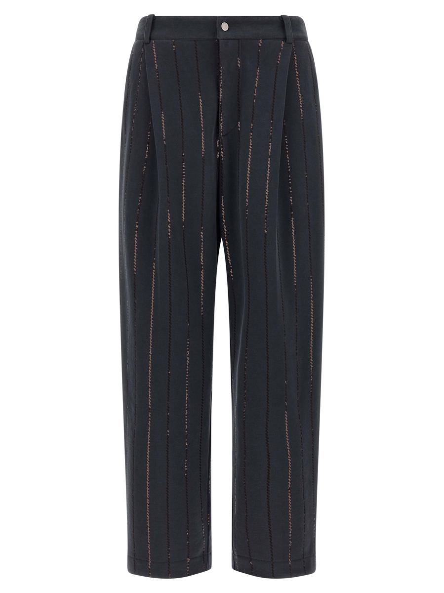 Brunello Cucinelli 'Dazzling Chalk Randig Broderi' Joggingbyxor