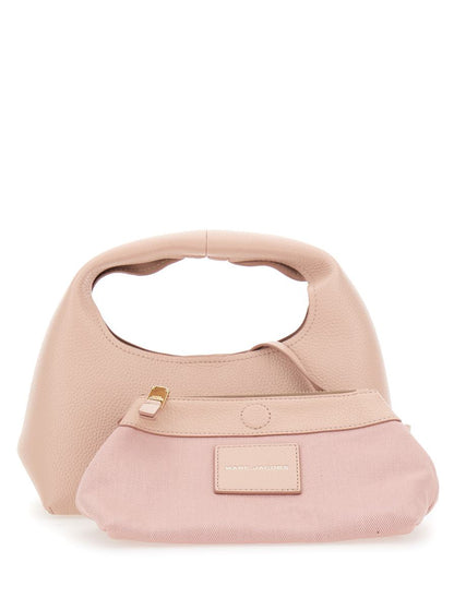 'The Mini Sack' Rosa handväska med logotyp framtill i läder för kvinnor