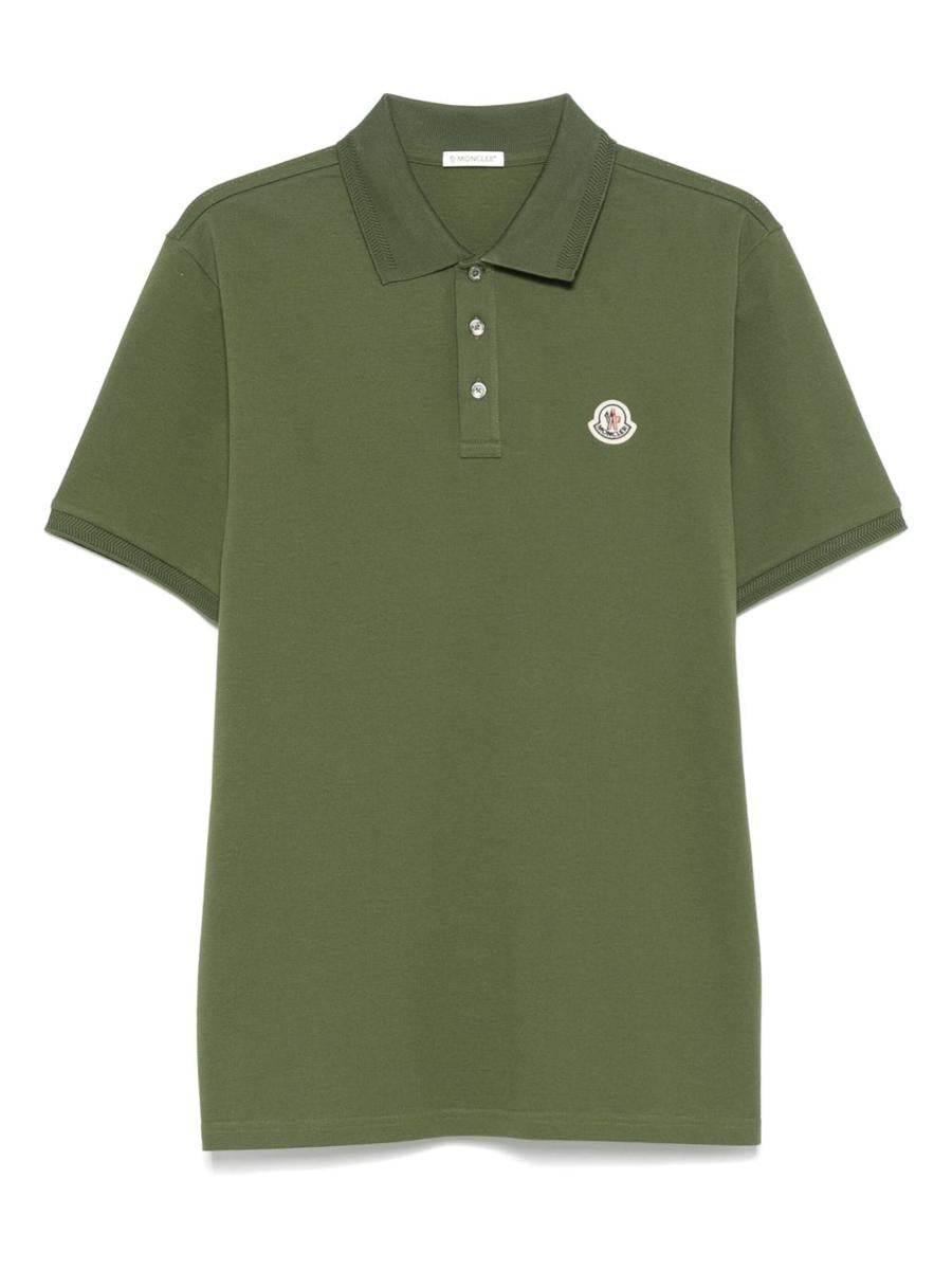 Moncler Khaki bomullspoloskjorta med logotyp