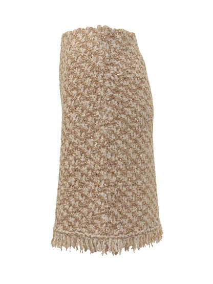 Fabiana Filippi Beige Bouclé minikjol med fransar av Fabiana Filippi